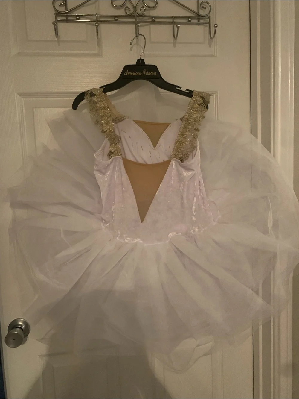 Kids White and Gold Ballet Tutu Costume with Embellished Bodice